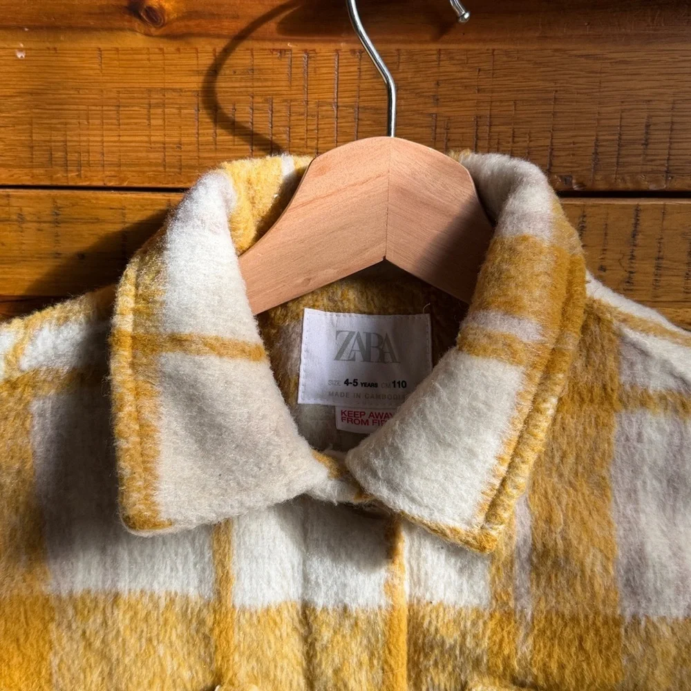 Zara Kids Plaid Yellow and White Kids Jacket